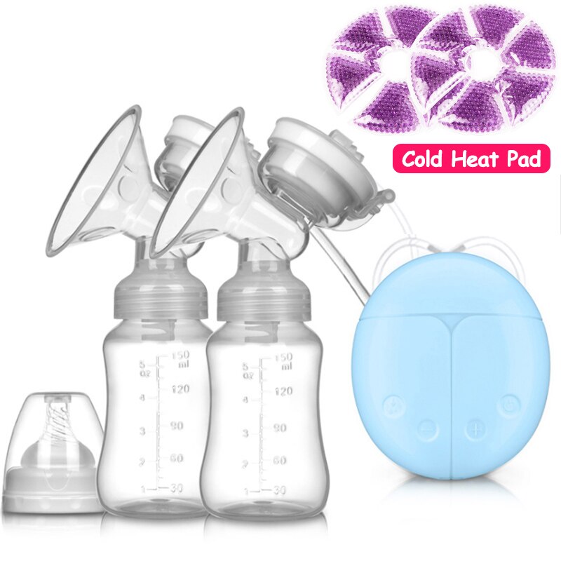 Enkele Dubbele Elektrische Baby Melk Borst Pompen Usb Krachtige Zuigkracht Tepel Pomp Met Fles Koude Warmte Pad Borstvoeding Gereedschap: 10