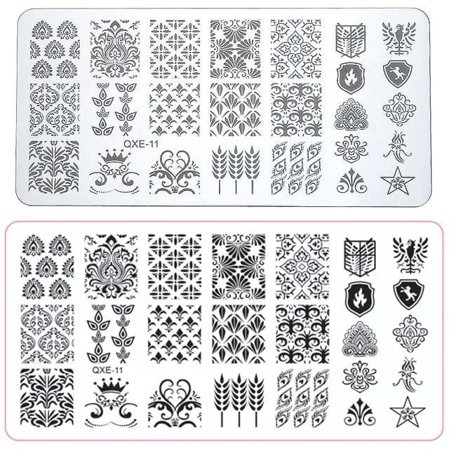 Groter Formaat Nail Art Stamping Vintage Demask Thema Diy Manicure Liefde Stempel Template Image Plaat Stencil ##11