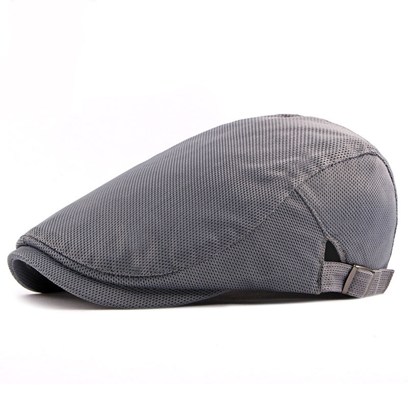 Newsboy Caps For Men Summer Hat Gray Breathable Mesh Solid Vintage Classic Men Women Ivy Flatcap Berets Driver Hats
