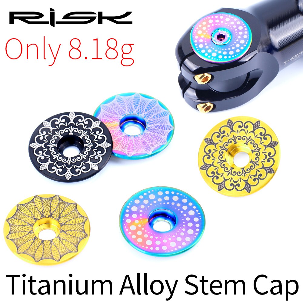 RISK Titanium Alloy Bicycle Headset Cap Suit 28.6mm+M6*30mm Bolts With waterproof pad Bike Stem Top Cap MTB Road Cycling