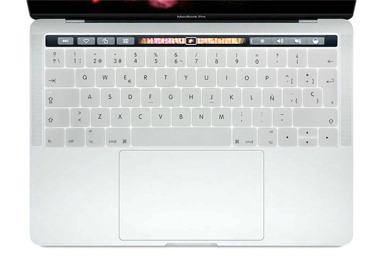 Dla MacBook Pro 13 A1706 Pro 15 A1707 2016 2017 wersja z touch bar 2017 hiszpański europejskiej osłona klawiatury klawiatura Protector: Silver