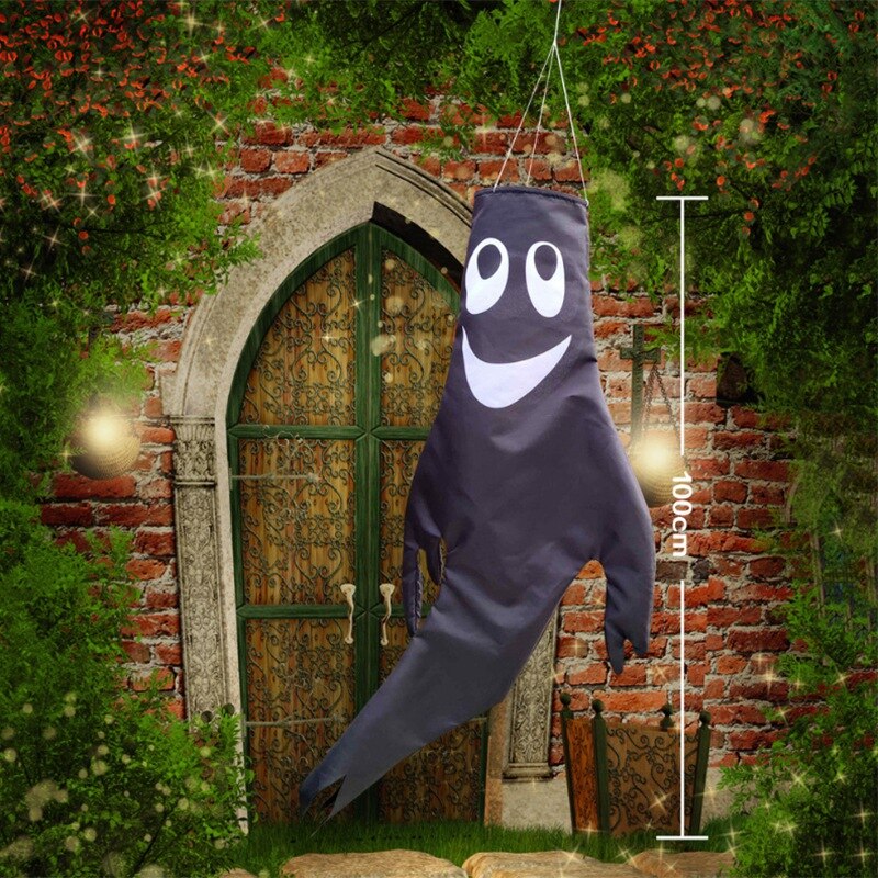 Halloween Geist Windsack-40 Zoll Windsack Terrasse Rasen Garten Im Freien Hängende Dekoration 2 Pack Schwarz