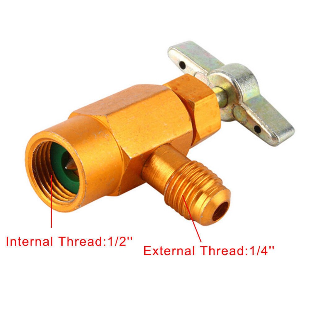 Grifo de botella refrigerante R134A, Conector de abrelatas, válvula de rosca 1/4 SAE