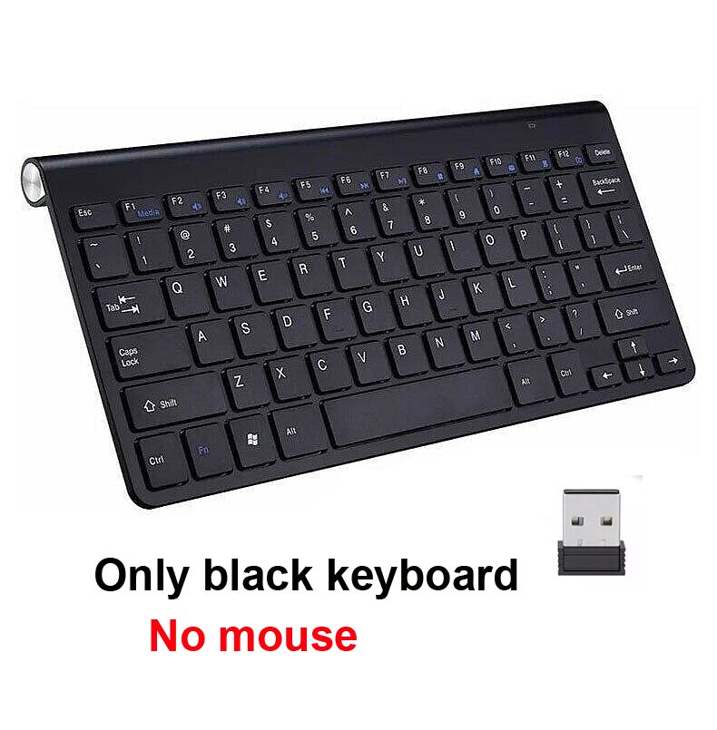 Cliry 2.4G Draadloze Toetsenbord en Muis Mini Multimedia Toetsenbord Muis Combo Set Voor Notebook Laptop Mac Desktop PC TV kantoor: Only Black Keyboard