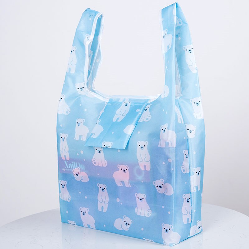 Flamingo bag Many Colors polyester Foldable Recycle Shopping Bag Eco Reusable Tote Bag Cartoon Floral Fruit Vegetable Grocery: FB bule bear