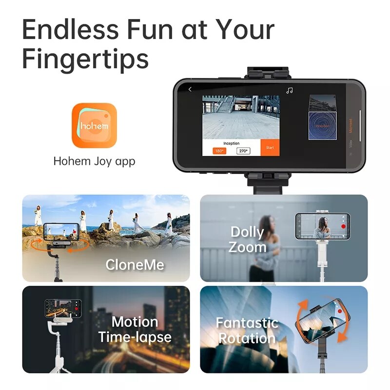Hohem iSteady Q Single-Axis Gimbal Stabilizer Automatic Balance Selfie Stick Adjustable Tripod with Remote for Smartphone