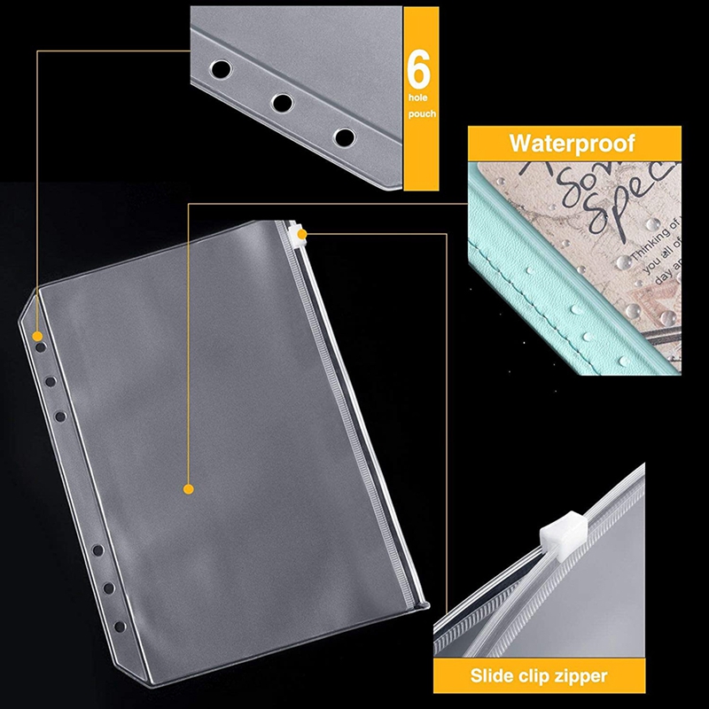 A5 Leather Notebook Binder with 16Pcs A5 Plastic Binder Pockets, Budget Envelope System,A5 Budget Planner Binder Cover