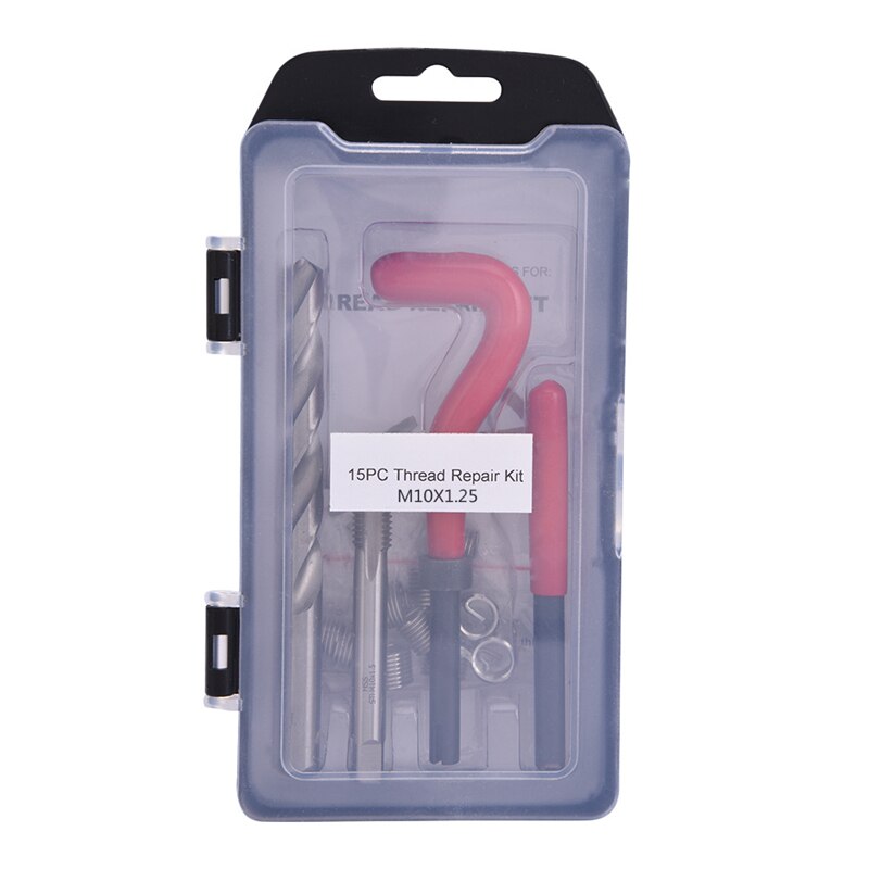 15 stücke Gewinde Reparatur Bausatz M10x1.0/M10x1.25/M10x1.5 Auto Garage Werkstatt Werkzeug einstellen: M10x1.25