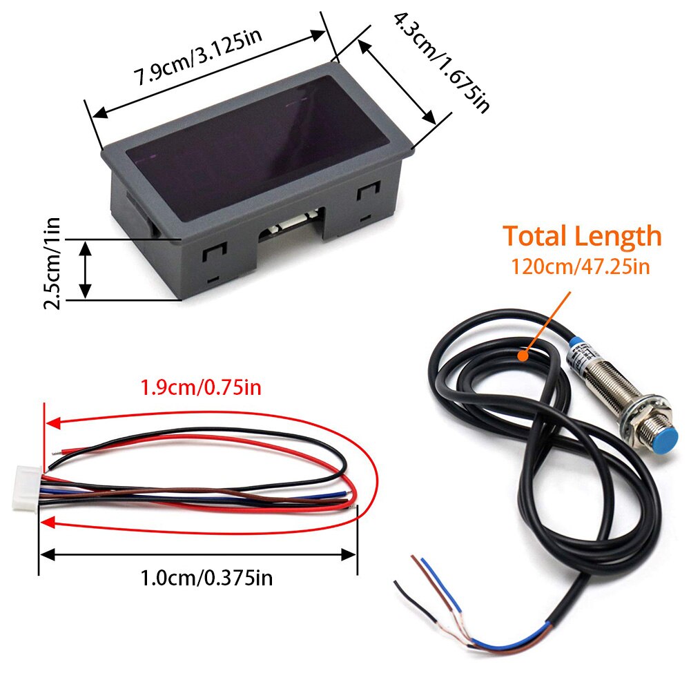AC/DC8-24V Measuring Tachometer 4 Digital LED RPM Speed Meter Hall Proximity Switch Sensor for Lathe CNC Spring
