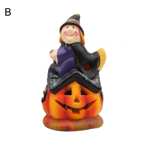 Halloween Witch Pumpkin LED Night Light Decoration Artificial Ceramic Desk Model KTV Home Party Halloween Decor: B