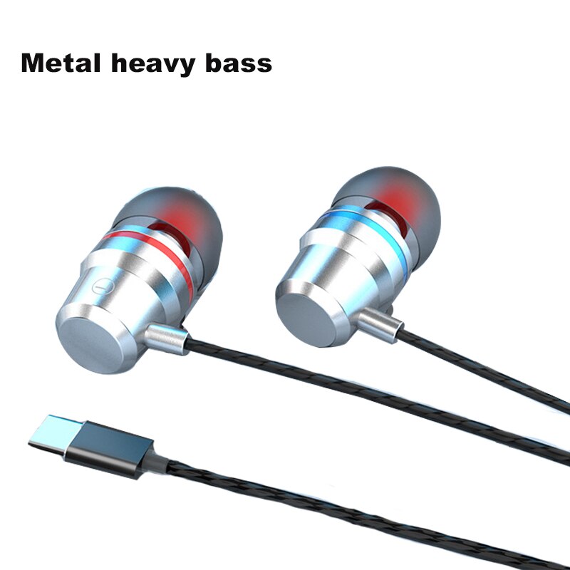 In-Ear Type C Metalen Headset Met Microfoon Wired Oortelefoon Type-C Muziek Sport Oordopjes Voor Samsung Xiaomi mi 8 Huawei P20 P30 Leeco