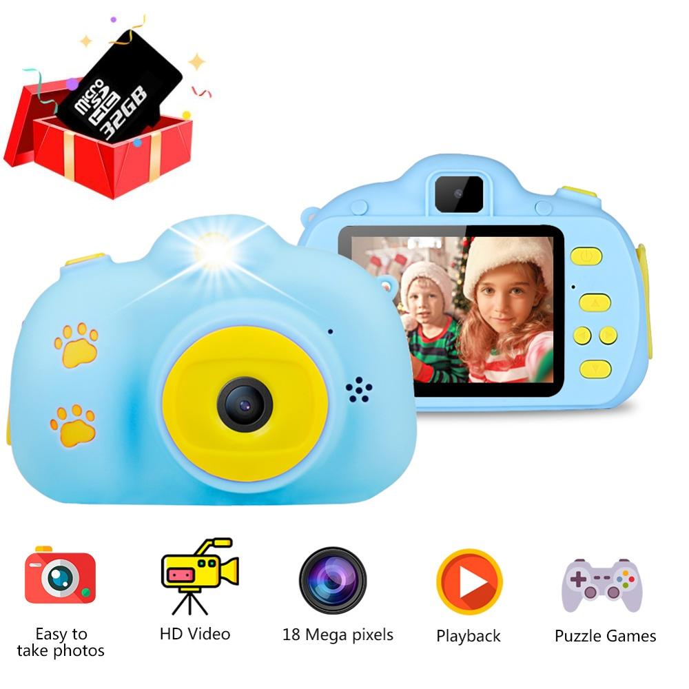 18MP HD Dzieci aparat cyfrowy wielofunkcyjna mini kamera HD zdjęcie wideo aparat fotograficzny z kartą 32G 2.4 cali ekran zabawki dla dzieci