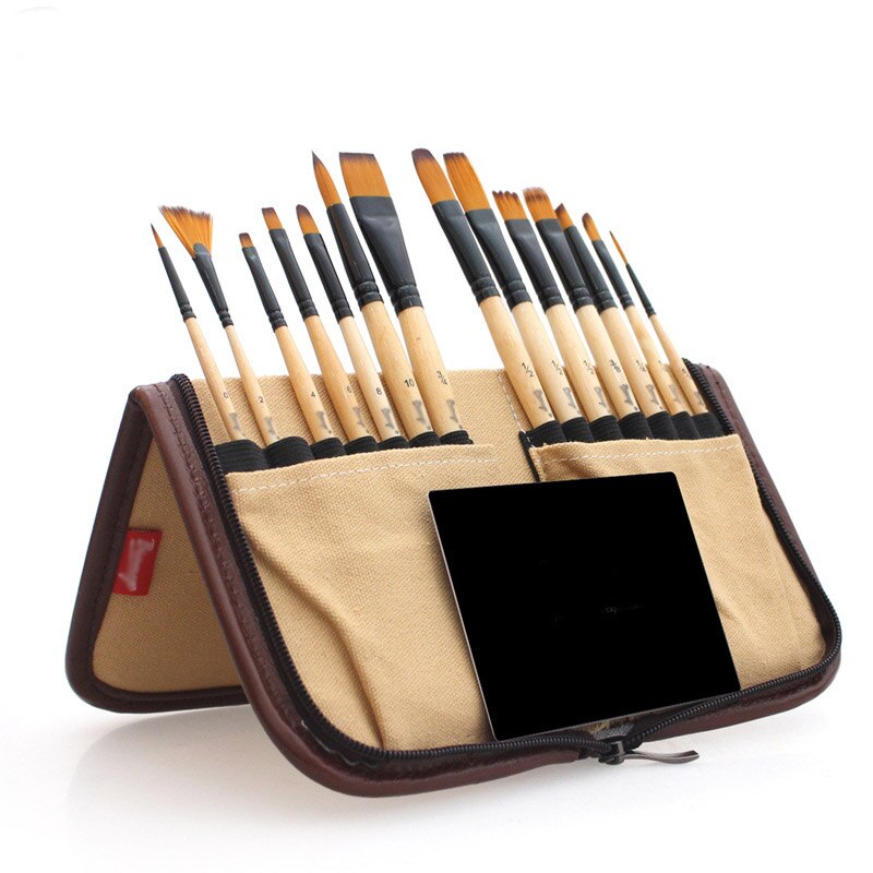 Wood Handle Art Model Paint 14Pcs/set Painting Craft Students Accessories Nylon Hair Oil Watercolour Artist Paint Brushes