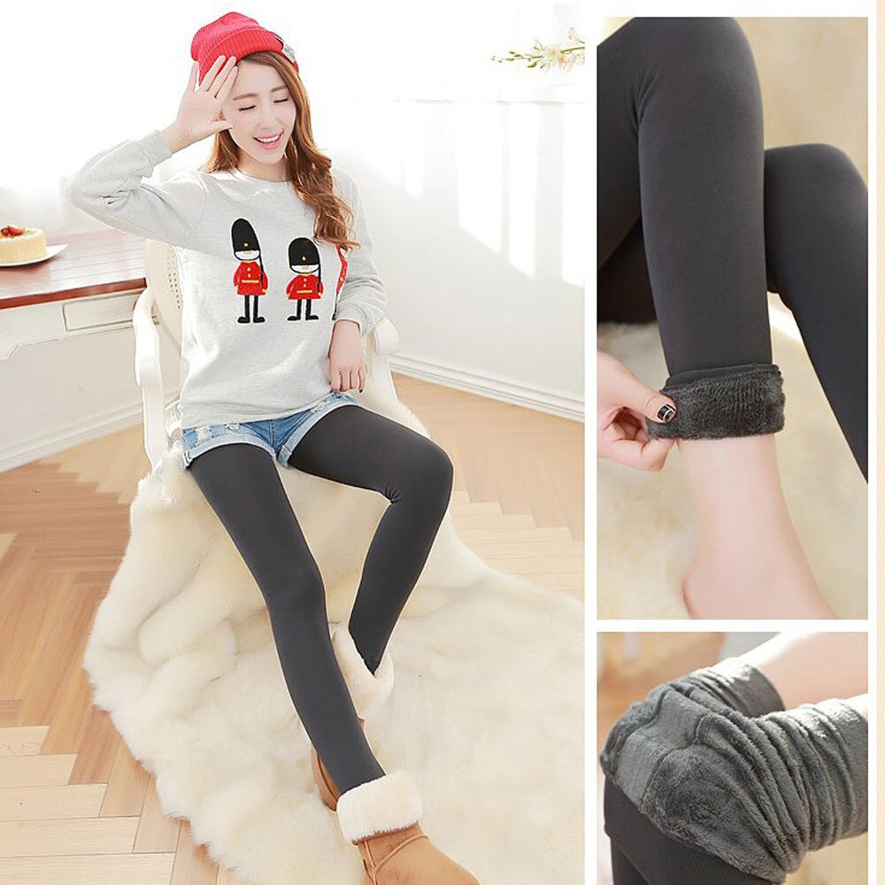 # Z30-mallas cálidas de terciopelo para mujer, hasta el tobillo, pantalones lisos para mantener el calor, Leggings de cintura alta, talla única