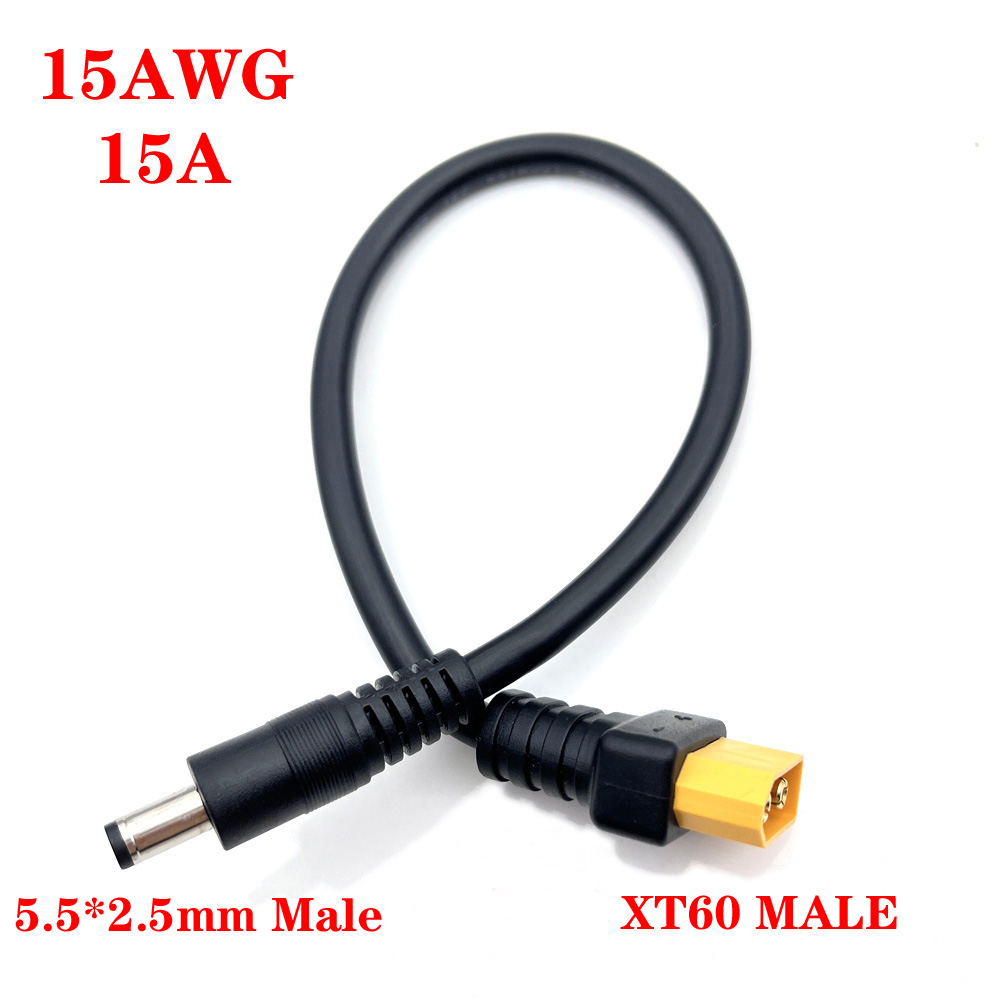 1 Uds 10A Ultra-suave XT60 conector macho hembra a DC 5525/DC5521 Cable de alimentación para reparación de campo multirotor Fly FPV aplicar: Gris oscuro