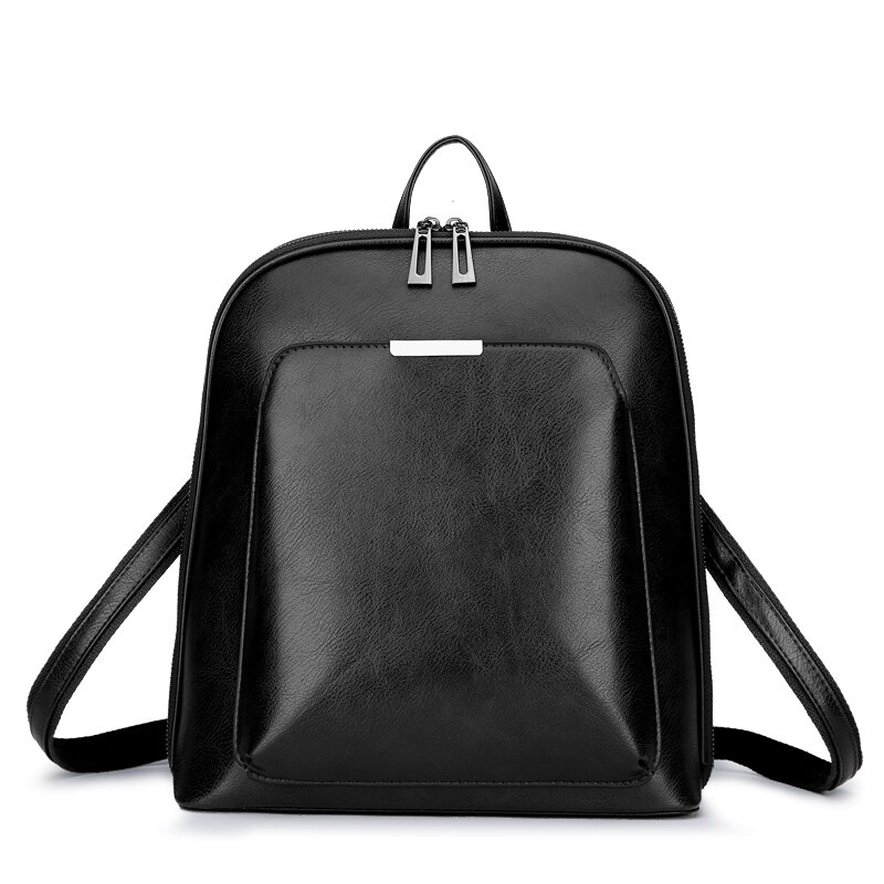 mochila de mujer de de cuero PU mochilas de femenino Casual de gran capacidad bolsos de hombro Vintage: Black
