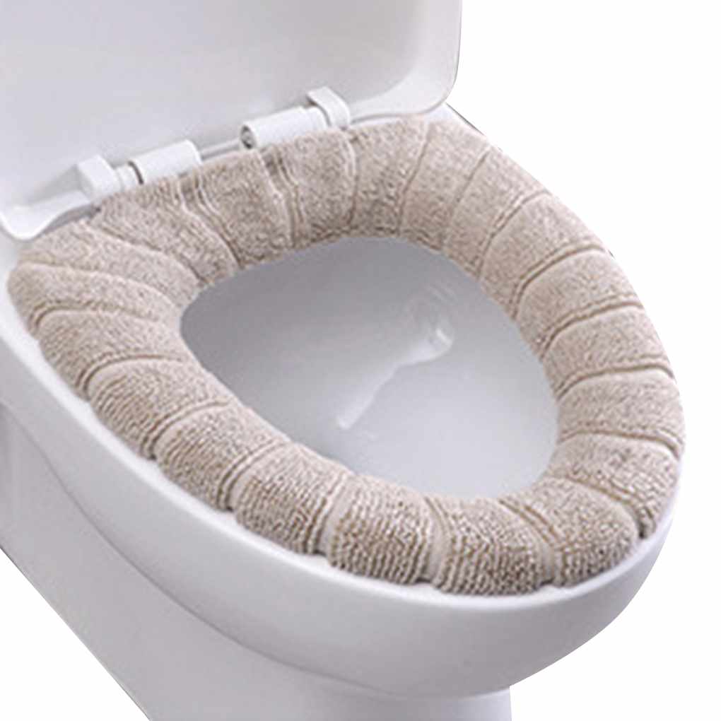 1pc Bathroom Soft Thicker Warmer Stretchable Washable Cloth Toilet Seat Cover Closestool Pads Bathroom Toilet Decor Accessories: beige