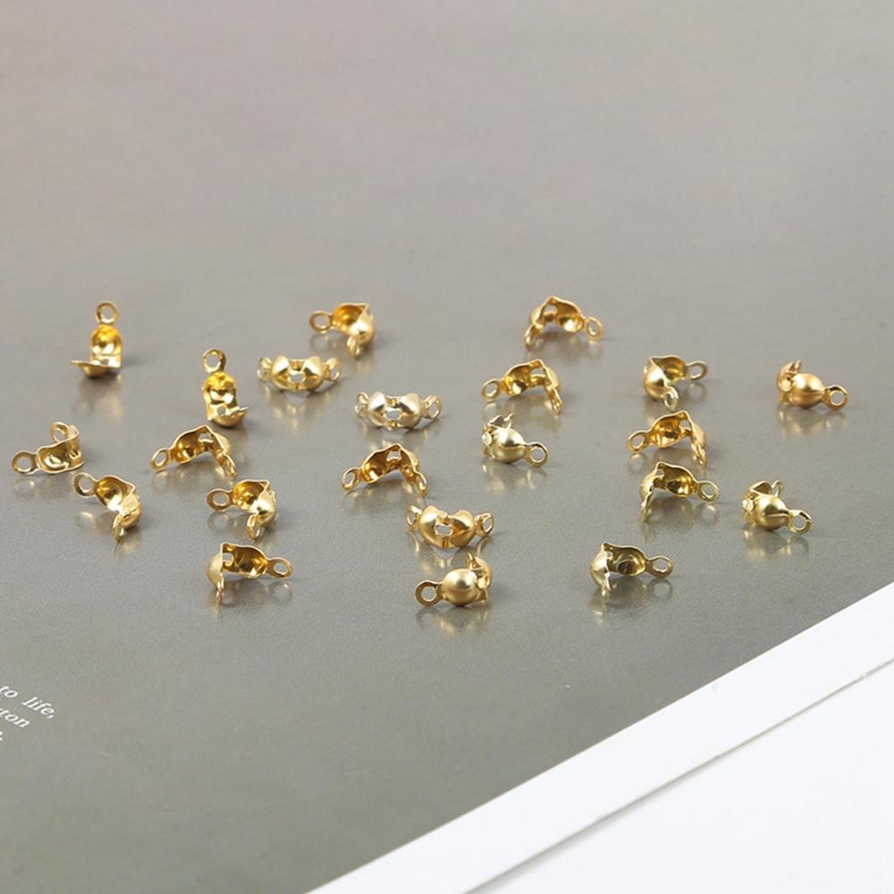 100 pcs/lot 4x7mm mousqueton connecteur fermoir boule chaîne Calotte fin sertissages perles connecteur composants pour bijoux à bricoler soi-même faisant Supplie: Gold