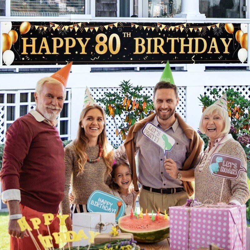 Large Size Birthday Banner Birthday Party Decoration 30 40 50 60 70 80Years DIY Birthday Background Banner Hanging Flag 210x50cm