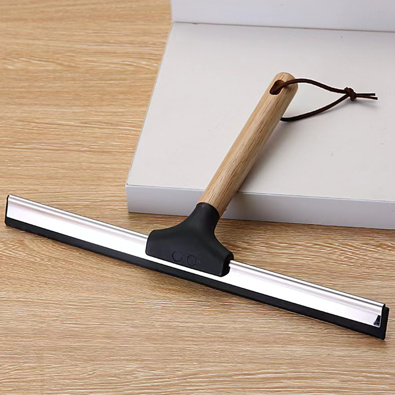 14'' 12'' 10'' Inch Shower Squeegee Silicone Rubber Wiper Window Glass Scrape Wooden Handle With Hooks Bathroom Hair Remover