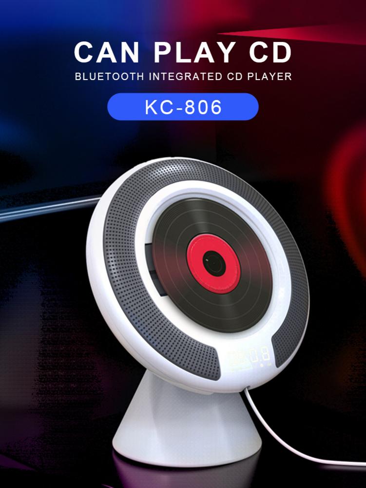 KC-806 Portable CD Player With Bluetooth Wall Mountable FM Radio Built-In HiFi Speakers With Remote Control Headphone Jack
