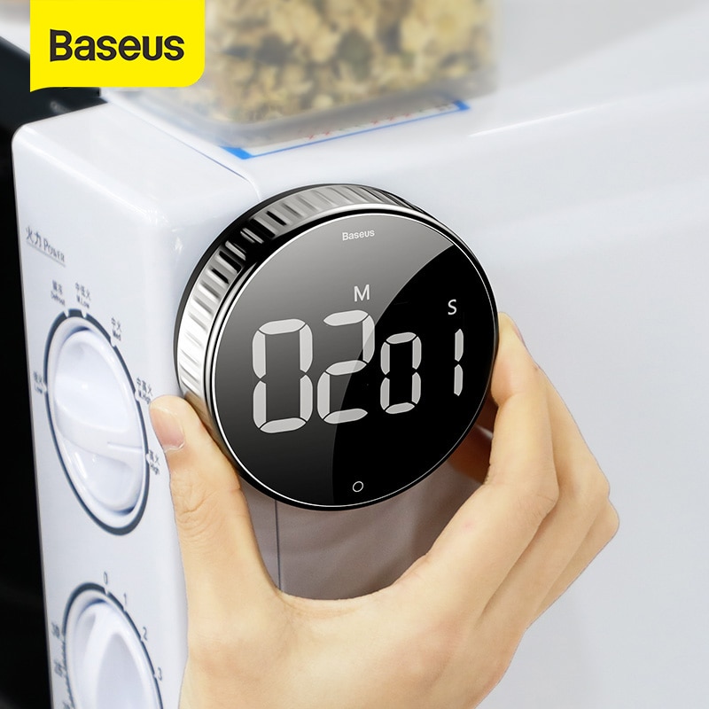 Baseus LED Digital Kitchen Timer Magnetic Electronic Cooking Countdown Time Timer Oven Cooking Timer Study Stopwatch Alarm Clock