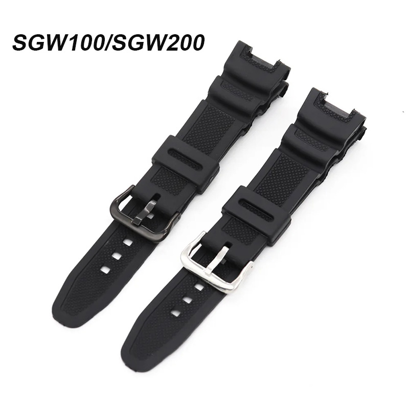 Correa de silicona negra para reloj Casio G-SHOCK SGW-100 para hombre y mujer, repuesto para pulsera deportiva, resistente al agua, SGW-200