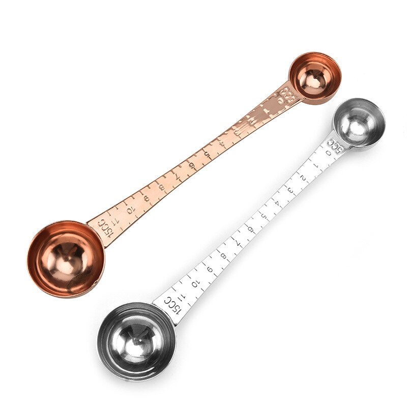 1PC Coffee Measuring Spoon with Graduated Double Ends Rose Gold Graduated Roasted Long Handle Tool Stainless Steel Scoop Spoons