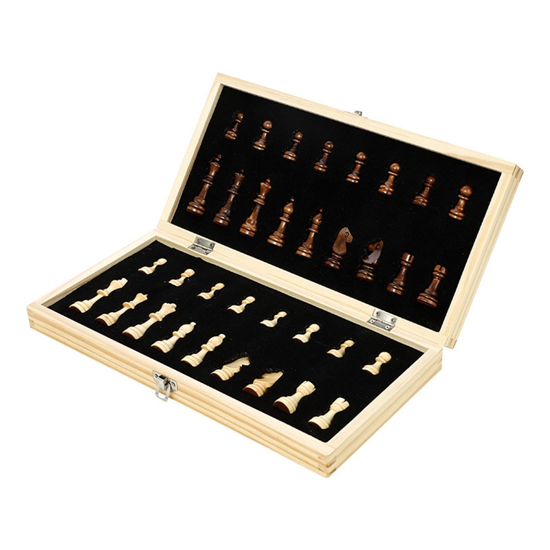 TopMagnetic Wooden Chess and Checkers Set Board Games for Kids and Adults for Travel Portable Folding Beginner Chess Set