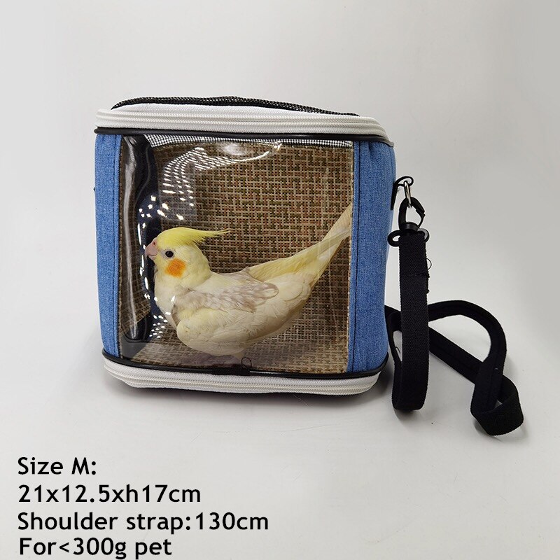 Portable Bird Cage Parrot Carrier Lightweight Breathable Travel Bag for Hamster Squirrel Sugar Gliders Transport Pet Accessorie: Blue vine M