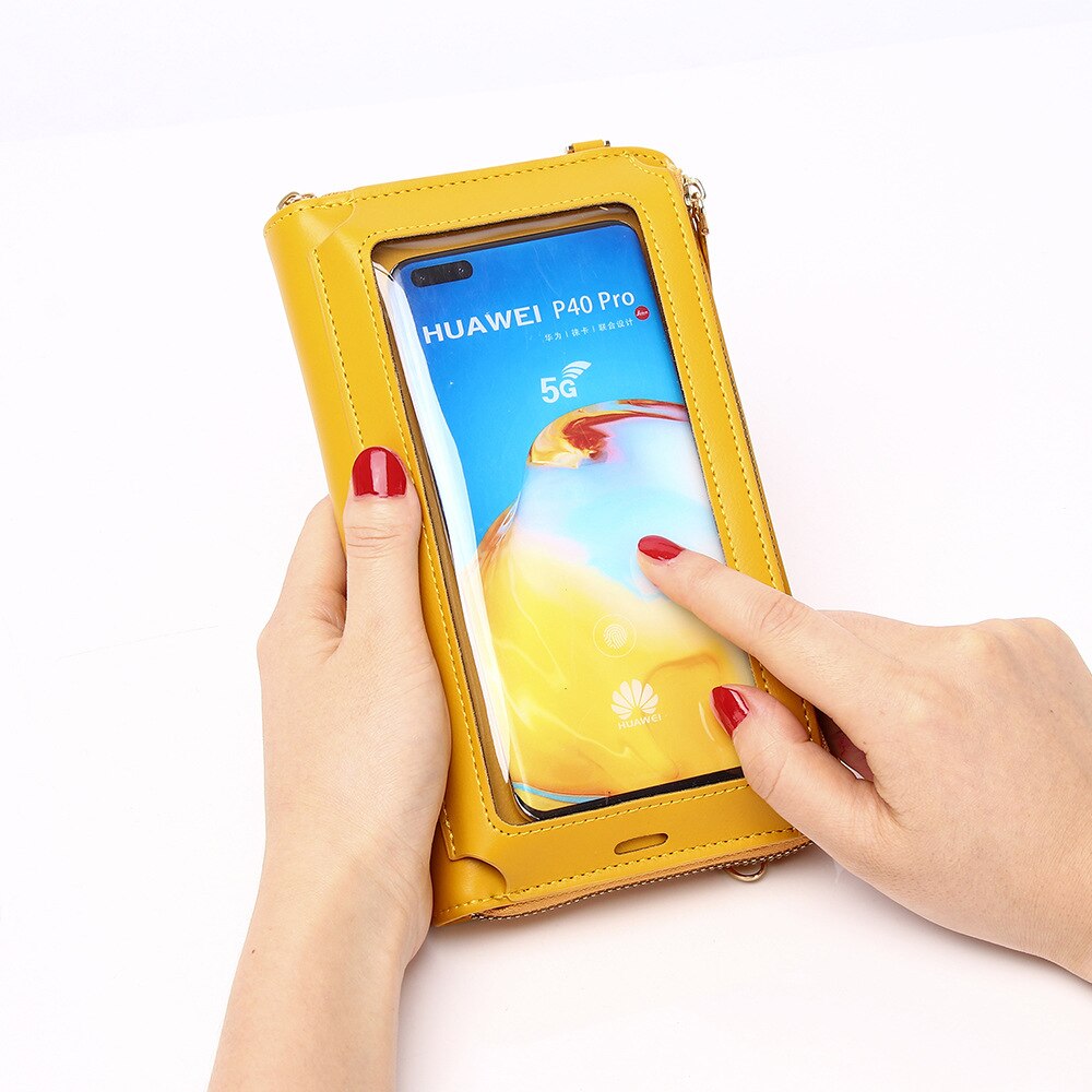 Vrouwen Multifunctionele Touch Screen Mobiele Telefoon Tas Grote Capaciteit Vrouwelijke Enkele Schouder Purse Casual Pure Kleur Dames Portemonnee