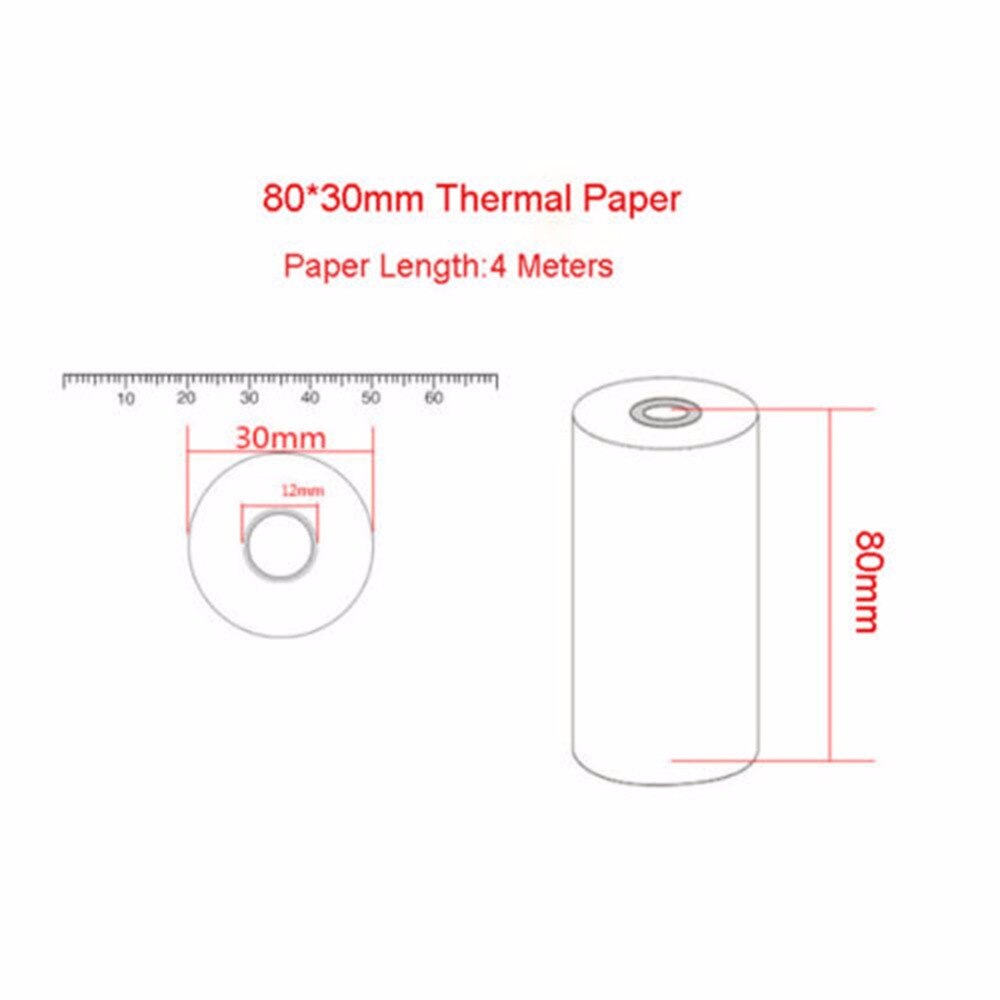 5 stk 80 x 30mm termisk kvitteringspapirrulle til mobil pos 80mm termoprinter