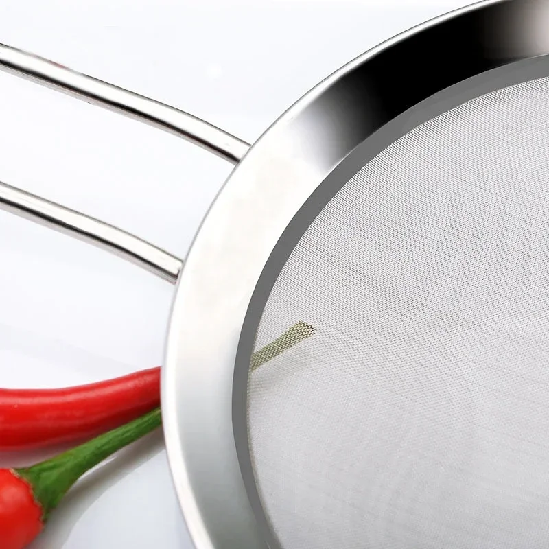 Colador grande de malla fina de acero inoxidable para alimentos, filtro de aceite de cocina, grasa para desnatar, salsa de espuma, Espumador de cocina, 1 unidad