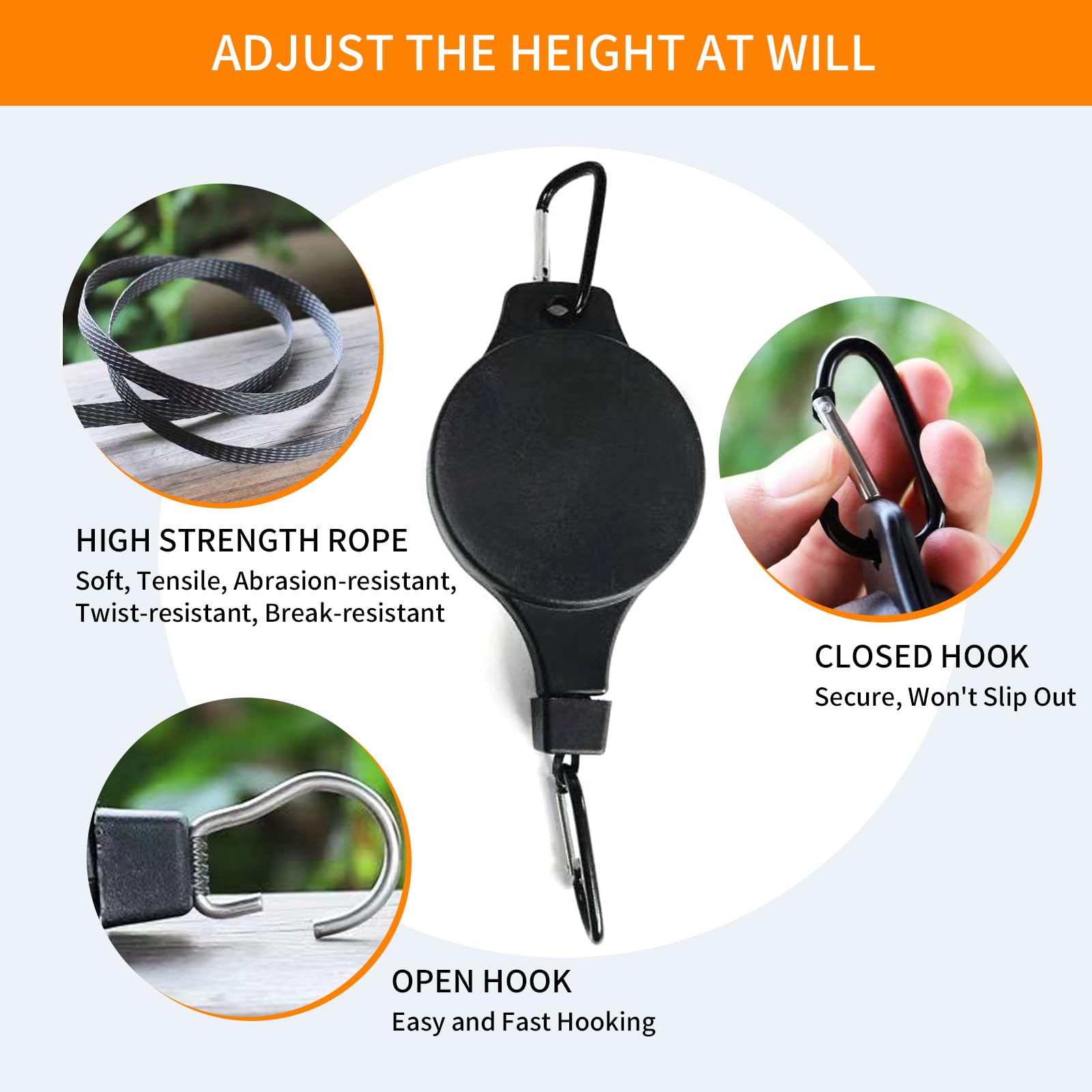 Tuinmanden Potten Ophanghaak Verstelbare lift Plantenkatrolset Intrekbare katrol Naar beneden trekhanger Planten Bloemhangerhaak