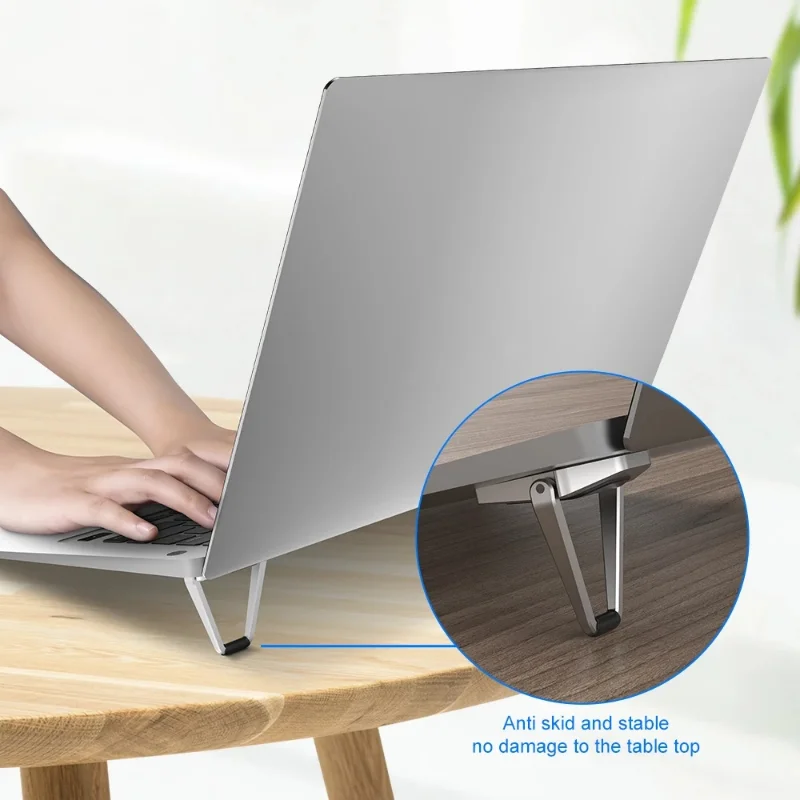 Metalowa składana podstawka pod laptopa Antypoślizgowa podstawa wspierająca Macbook Pro Air Lenovo Thinkpad PC Laptop Mini Cooling Holder Feet