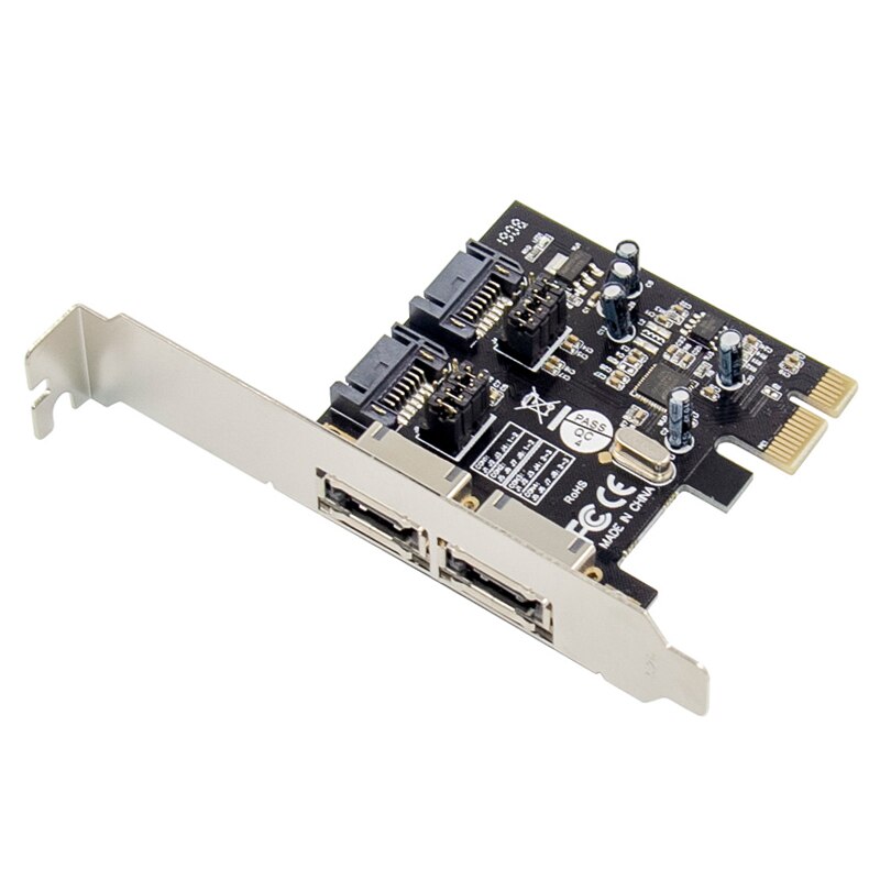 PCI-Express x1 to 2-Port eSATA and 2-Port SATA 3.0 6Gb/s PCIe Expansion Card ASM1061 Chipset