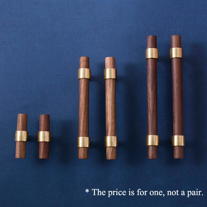 Naturalne drewno + mosiądz T bar klamki robić drzwi amerykańskie stylowe meble drewniany uchwyt szuflady ciągnie gałki i uchwyty szafek kuchennych