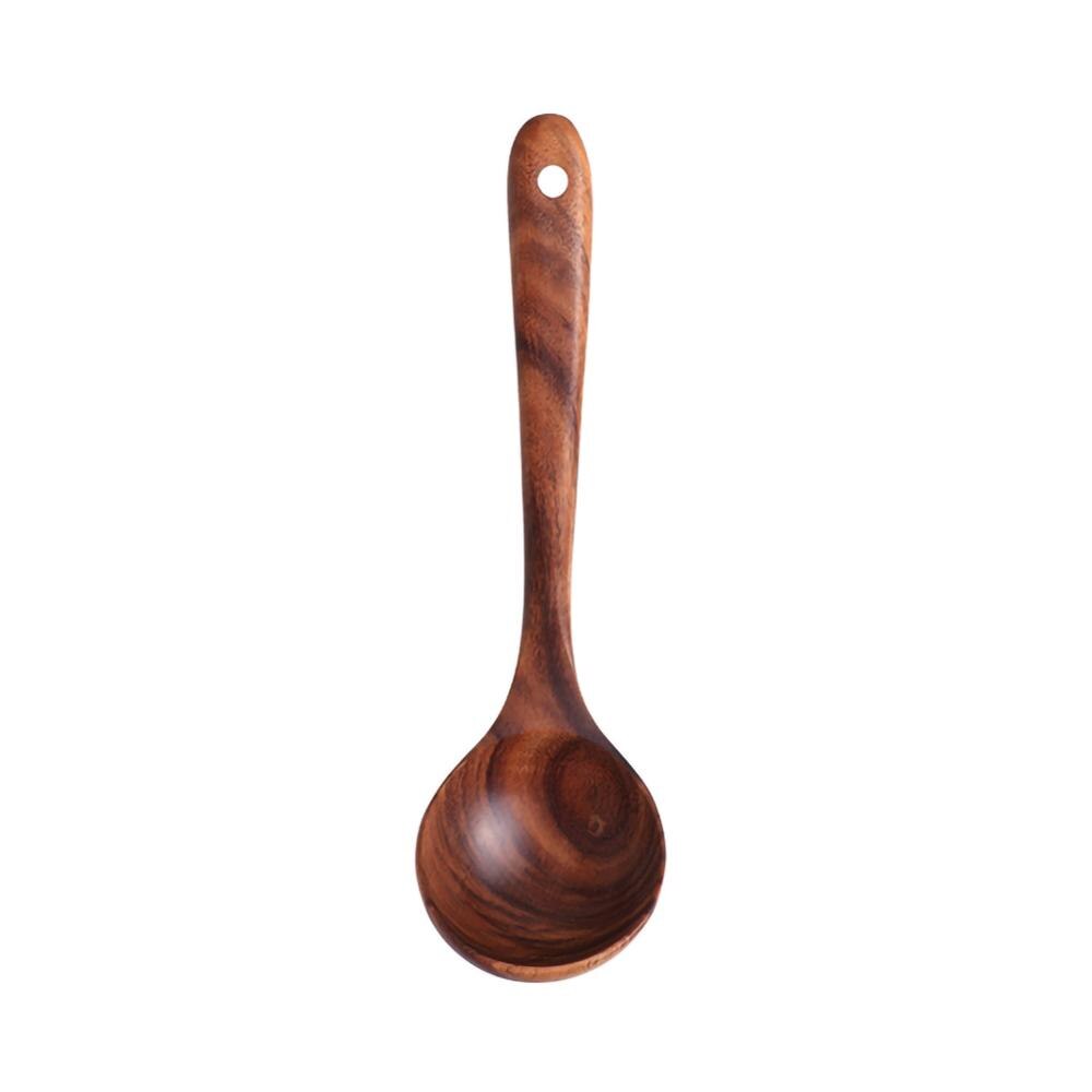 Wooden Tableware Spoon Filter Soup Skimmer Cooking Spoon Scoop Kitchen Tool Set: Big spoon
