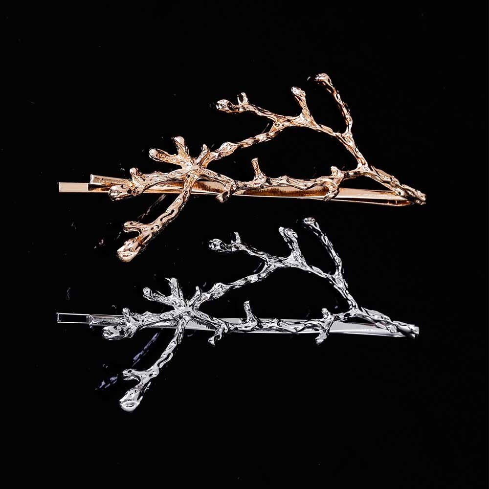 Herten Hoorn Hair Clip - Zinc Alloy Deer Antler Leaf Design - Vintage Bohemian Style for Women & Girls