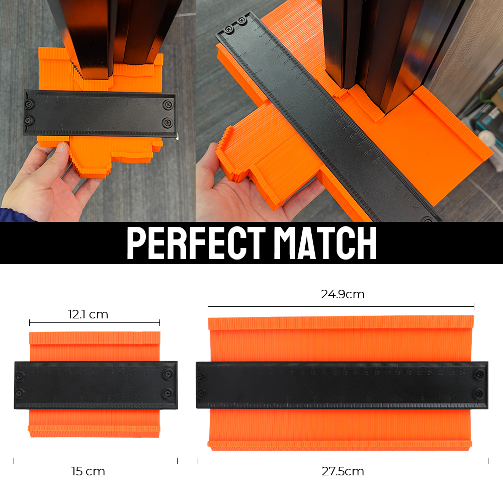 Medidor Meethulp de azulejos laminados, bloqueo ajustable, borde de aleación, regla de medida de madera para dar forma, herramienta duplicadora de perfiles de calibre de contorno