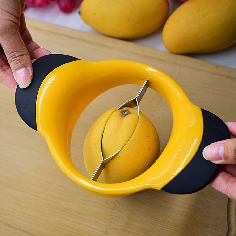 Coupe-mangue en acier inoxydable coupe | Coupe-mangue coupe créative séparateur de mangue fruits Gadget de cuisine, accessoires articles de cuisine 1 pièce: YELLOW