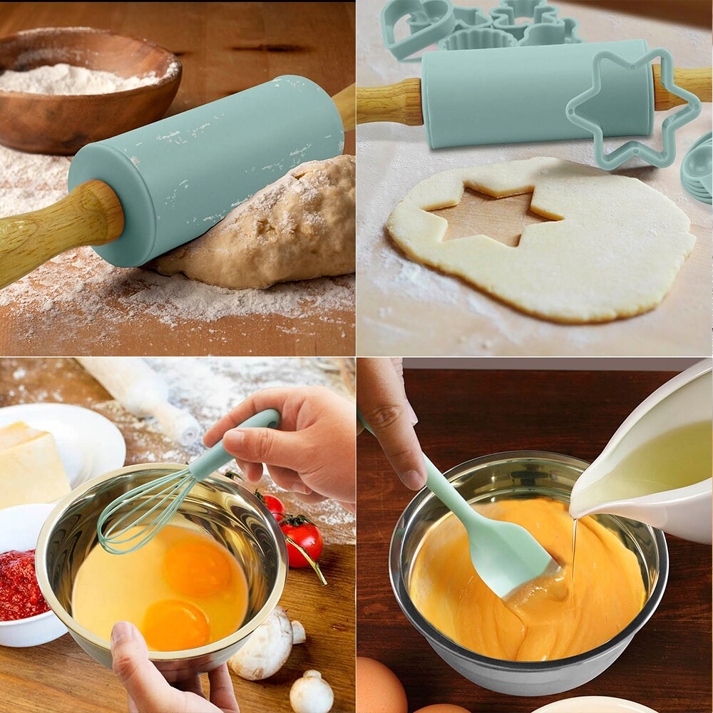 Cookie Baking Set 16 Piece for Kids Cake Pan Nonstick Bakeware Set Kids Cooking and Baking Set for Child Easy Layered Sheet