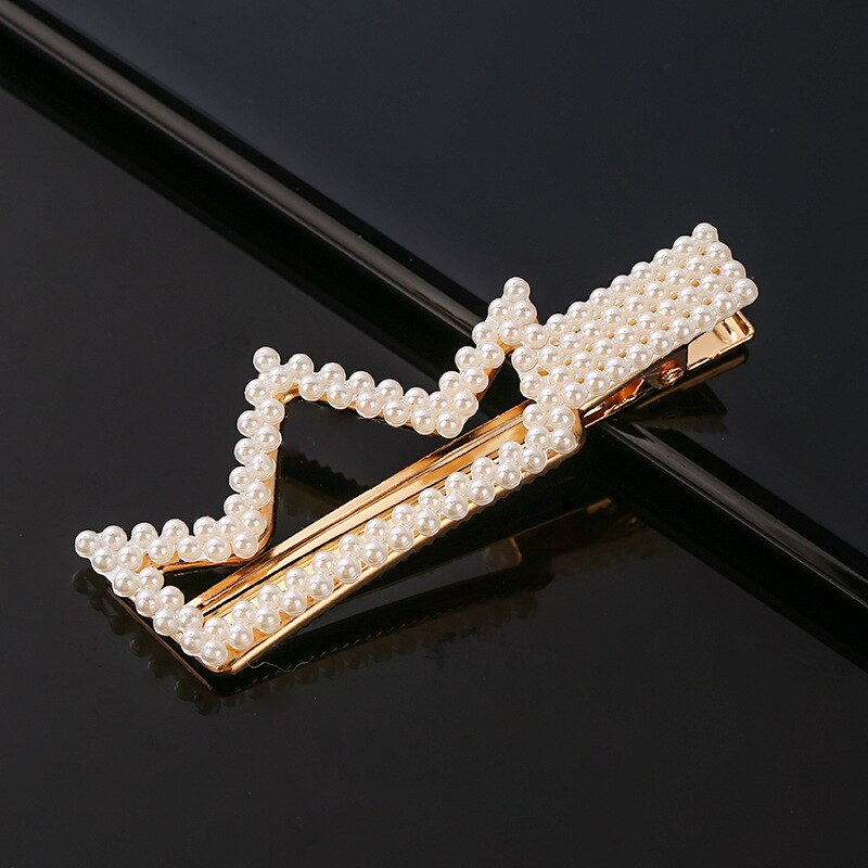Neue Koreanische Simulierte Perle Barrettes Perlen Geometrische Frauen Haar Clip Griffe Mädchen Schmuck Haar Stifte Haar Zubehör: Milchig Weiß