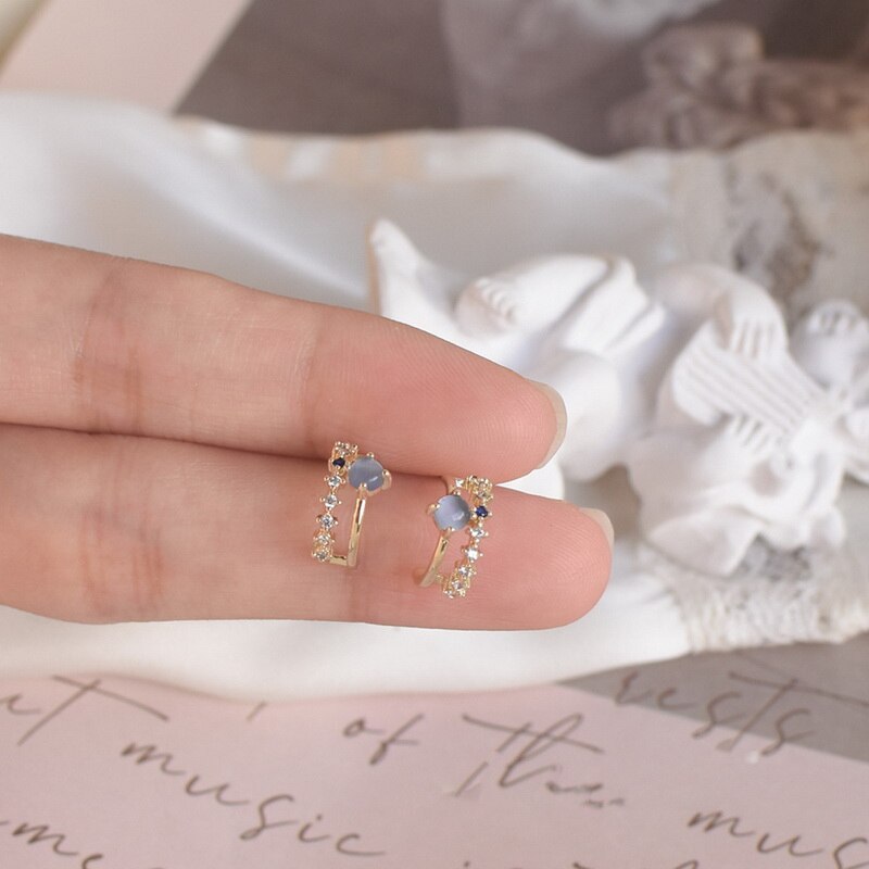 exquisit Gold Opal Kreis Ohrringe Für Frauen AAA Zirkon Glänzenden Strass Blätter Schmetterling Platz Ohrring Hochzeit Schmuck