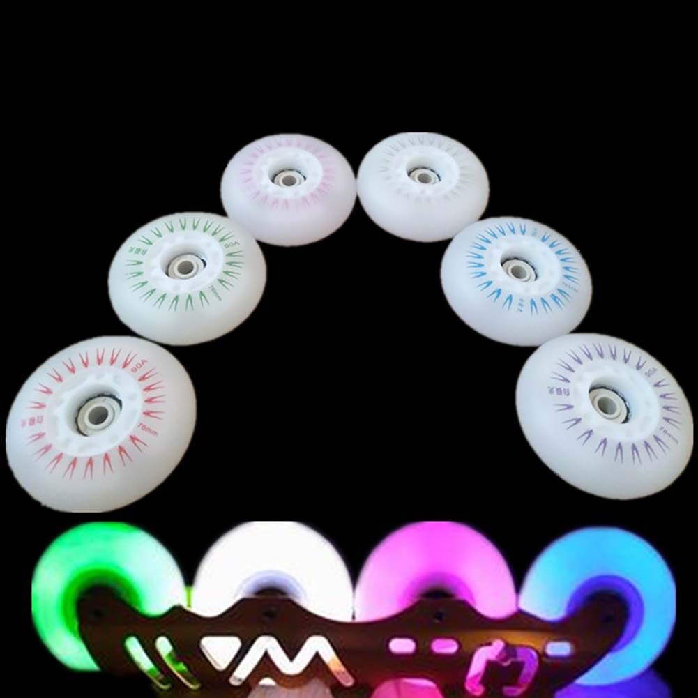 LED Light Skate Wheel Led Inline Sliding Flash PU Roller Skate Wheel 72/76/80mm