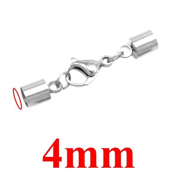 5 pz/lotto Catenaccio Ganci In Acciaio Inox Oro/argento Tono Fibbia In Pelle Cavo di Blocco per il FAI DA TE Braccialetto di Cuoio Dei Monili che fanno: silver 4mm