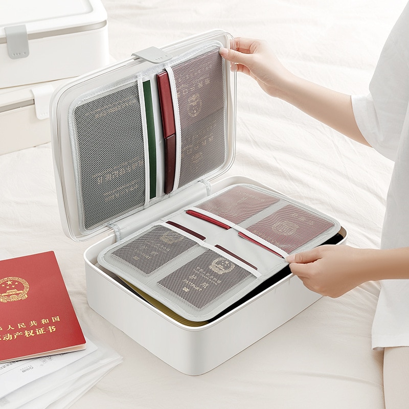 Larger Capacity Documents Storage Boxs Certificate Card Wallet Household Key Passport Bags Office Multilayer File Organize Case