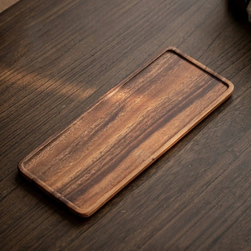 Wooden Tray Home Tea Tray Rectangular Dinner Tray Wooden Snack Fruit Tray Dry Bubble Tray Simple Multi-Function Tray: light green