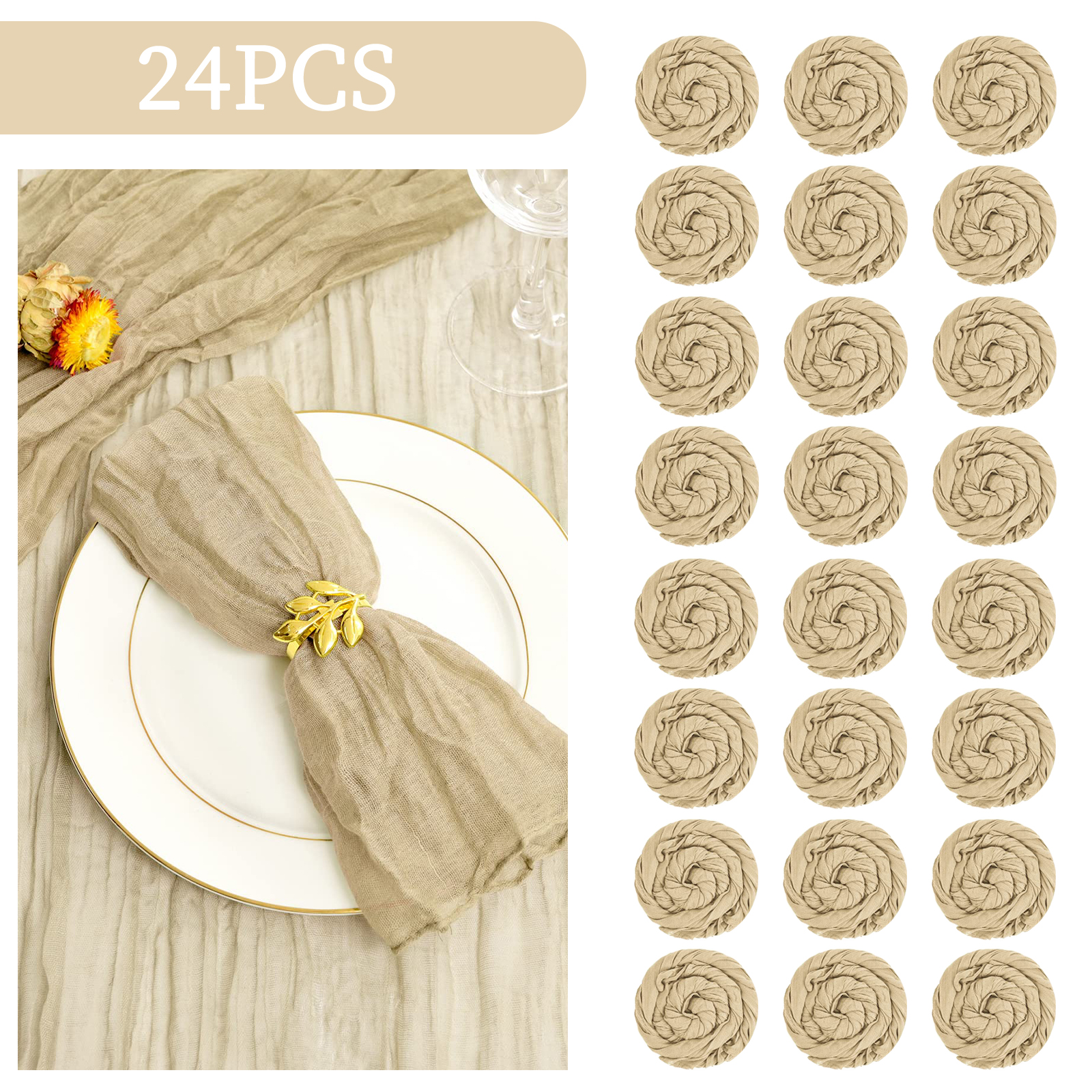 24-120 Stuks Salie Groene Bruiloft Servetten Doek Servetten Katoenen Gaas Handdoek 20Inch Servetten Dineren Placemats Feesttafel Decor: MULTI