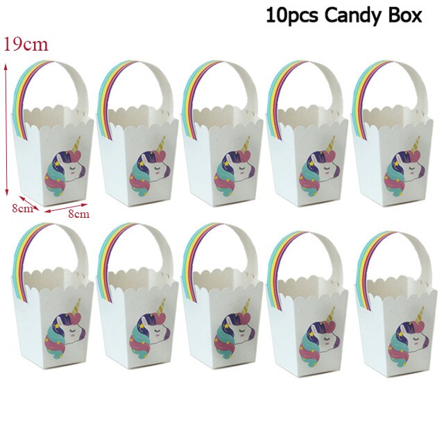 Enhjørning papir slik boks poser kraft papir pose popcorn boks bryllup indretning børnefødselsdagsfest forsyninger baby shower pige favor